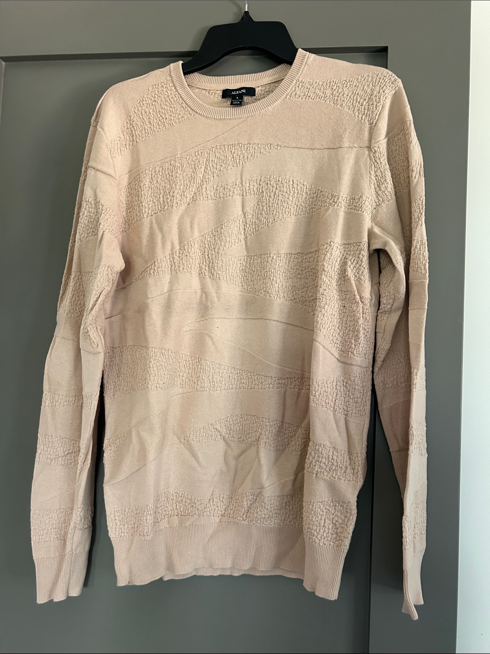 Alfani Pale Blush Crewneck Textured Knit Sweater